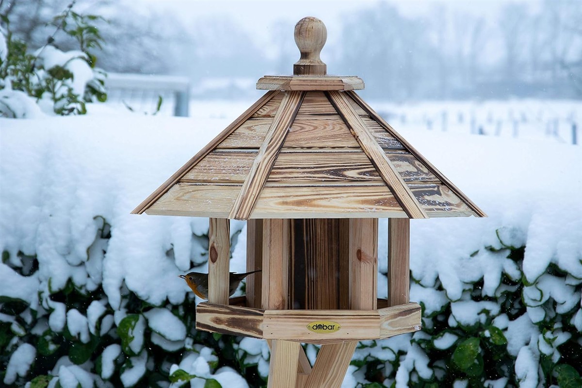 Holzvogelhaus, Vogelfutterhaus, Gartenbau, Holz, Winter
