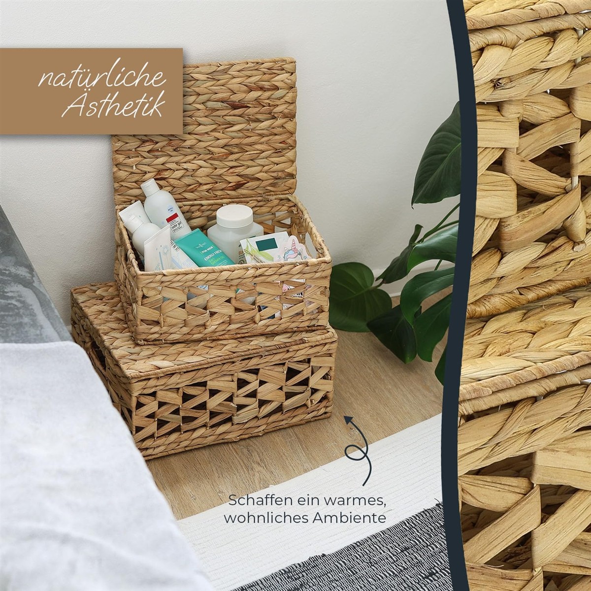 Korbkorb, Feedbackkorb, Pflegeprodukte, Naturmaterial, Wohnaccessoire
