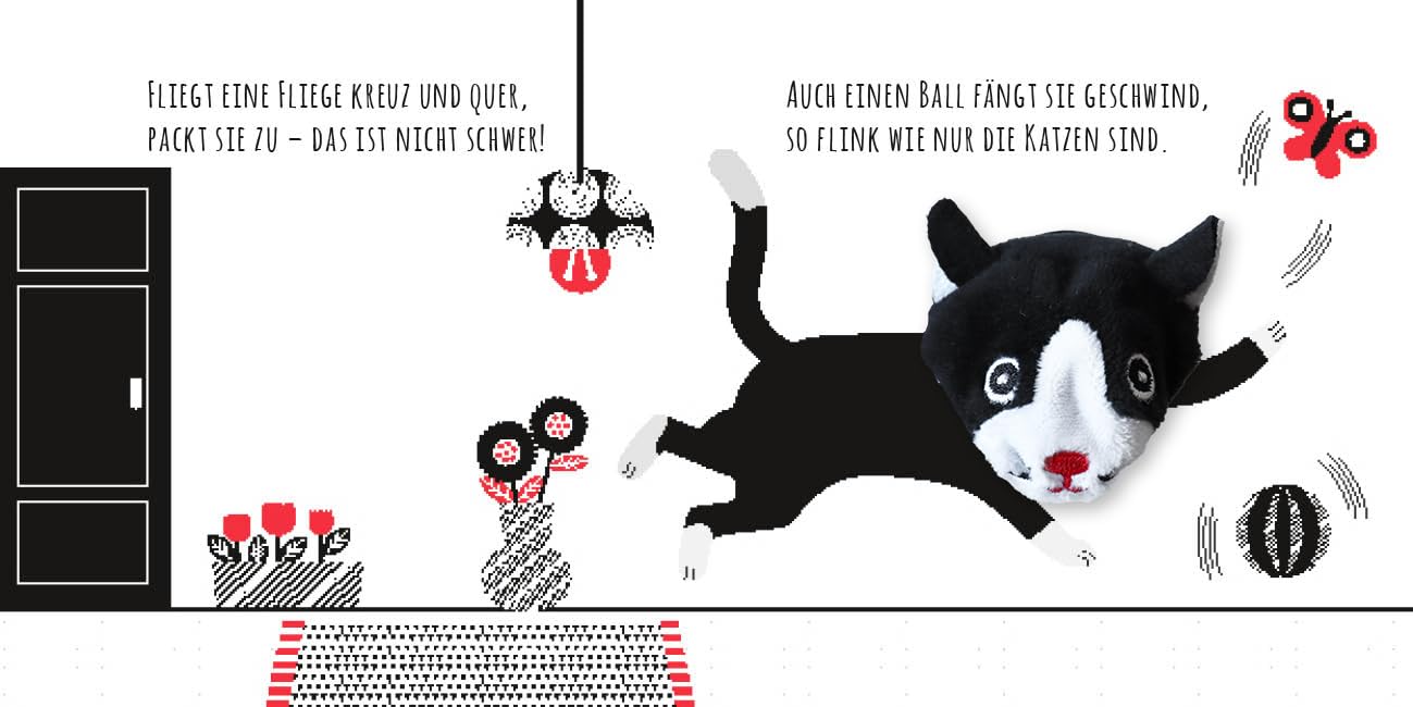 Kontrastbuch für Babys mit Fingerpuppe: Guck mal, kleine Katze: Pappbilderbuch zur spielerischen Förderung des Seh- und Wahrnehmungsvermögens von Babys und Kleinkindern nach Montessori
