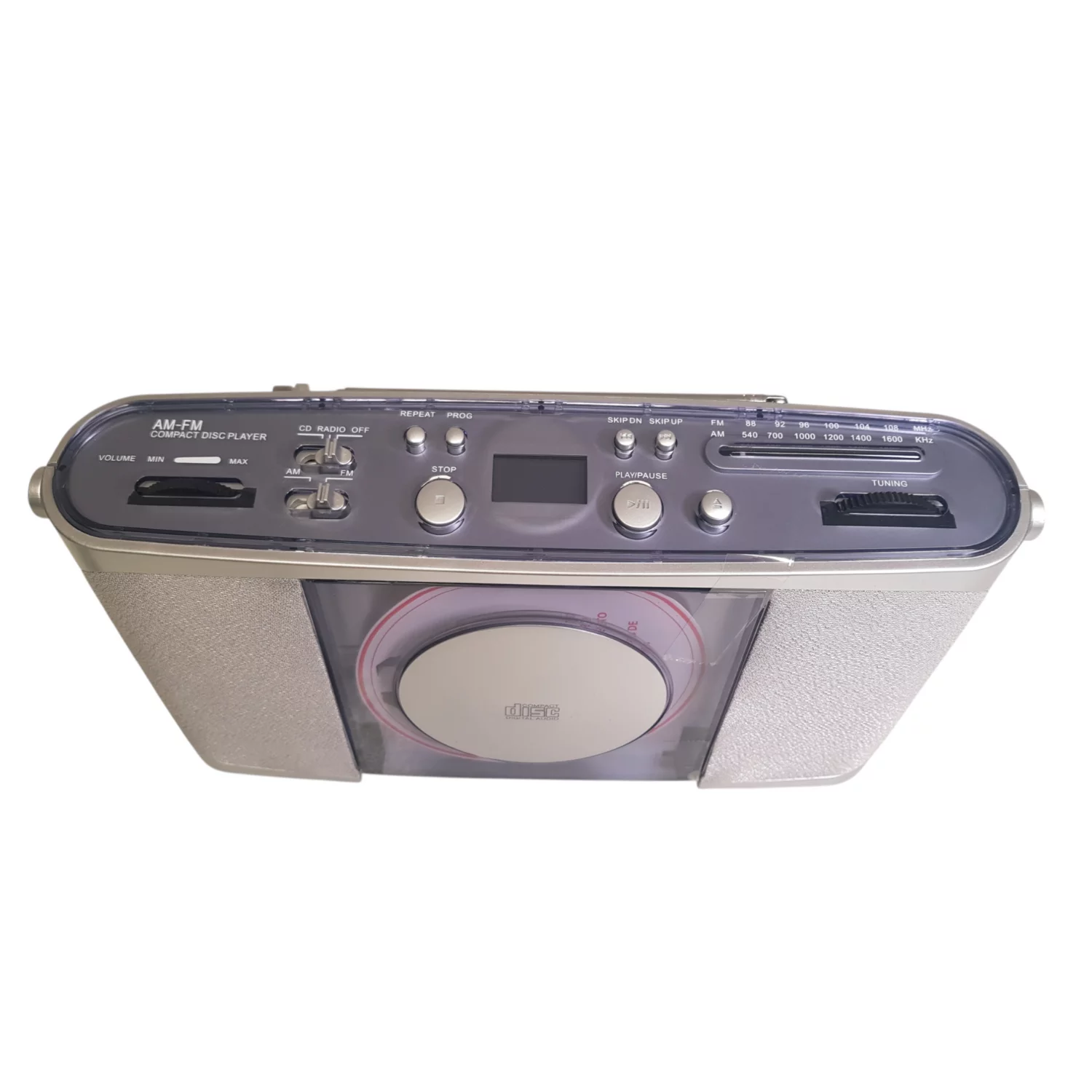 tragbarer radio, AM/FM, CD-Player, Kassettendeck, Silberner Kunststoffkörper
