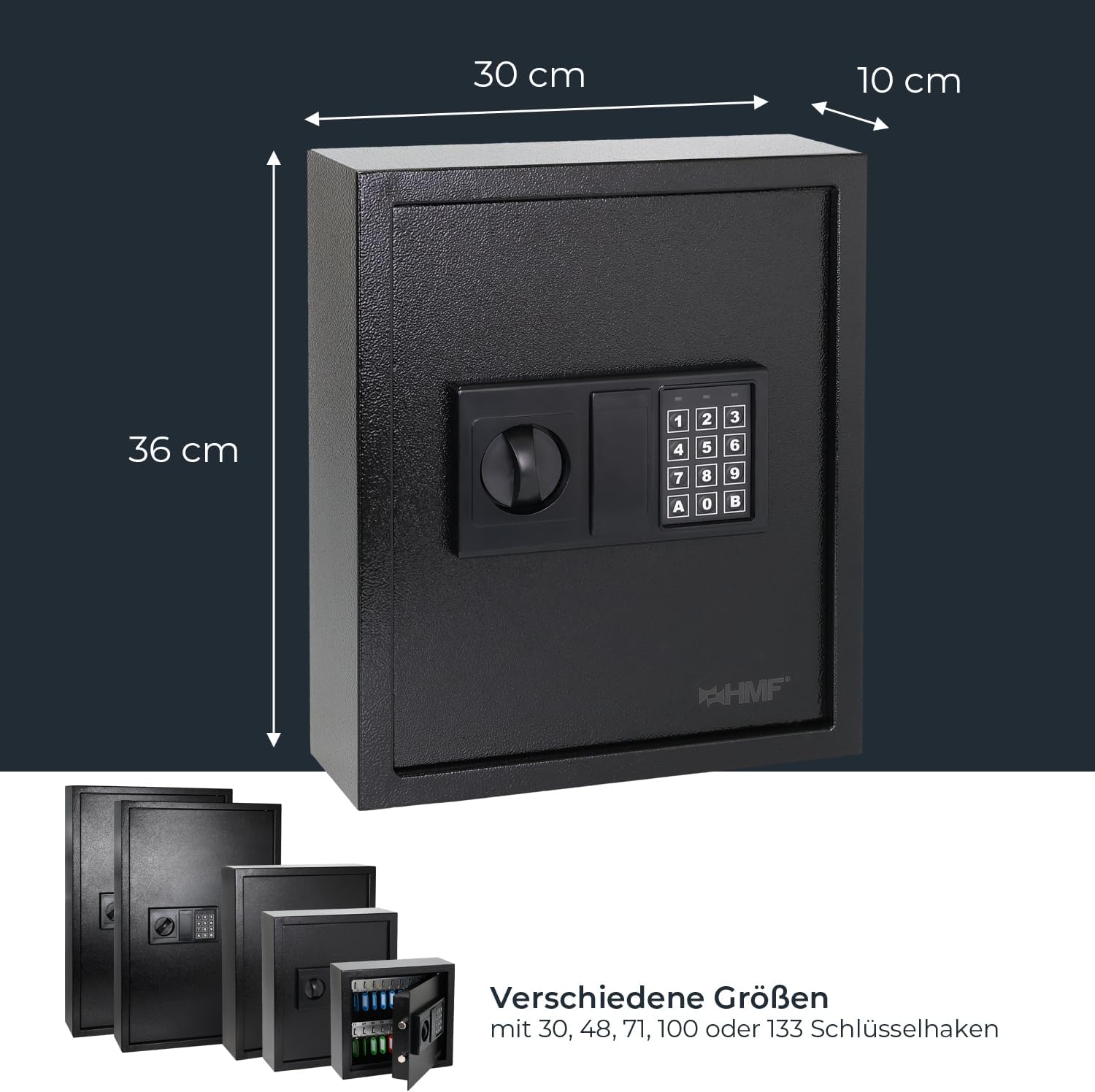 Safe, Sicherheitssafe, Keypad-Schutz, Digitalschloss, Abmessungen 36x30x10 cm
