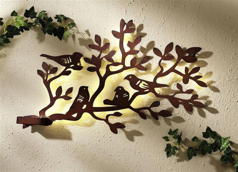 Wandbild Baum mit Vögel + Beleuchtung
