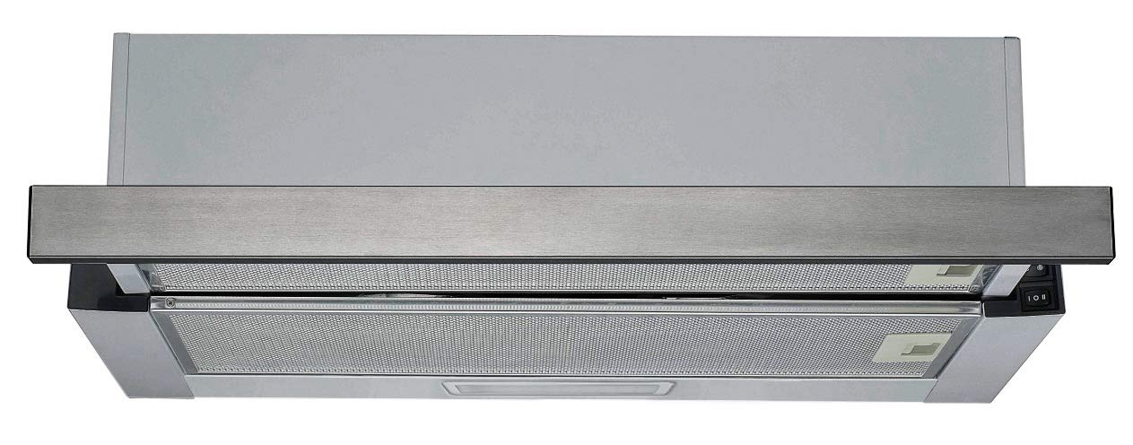 PKM UBH6002-2H Unterbauhaube | Dunstabzugshaube | Silber Design | 60cm Breite | Abluft | Umluft | LED-Beleuchtung | Ausziehbar | 333 m³/h Luftstrom