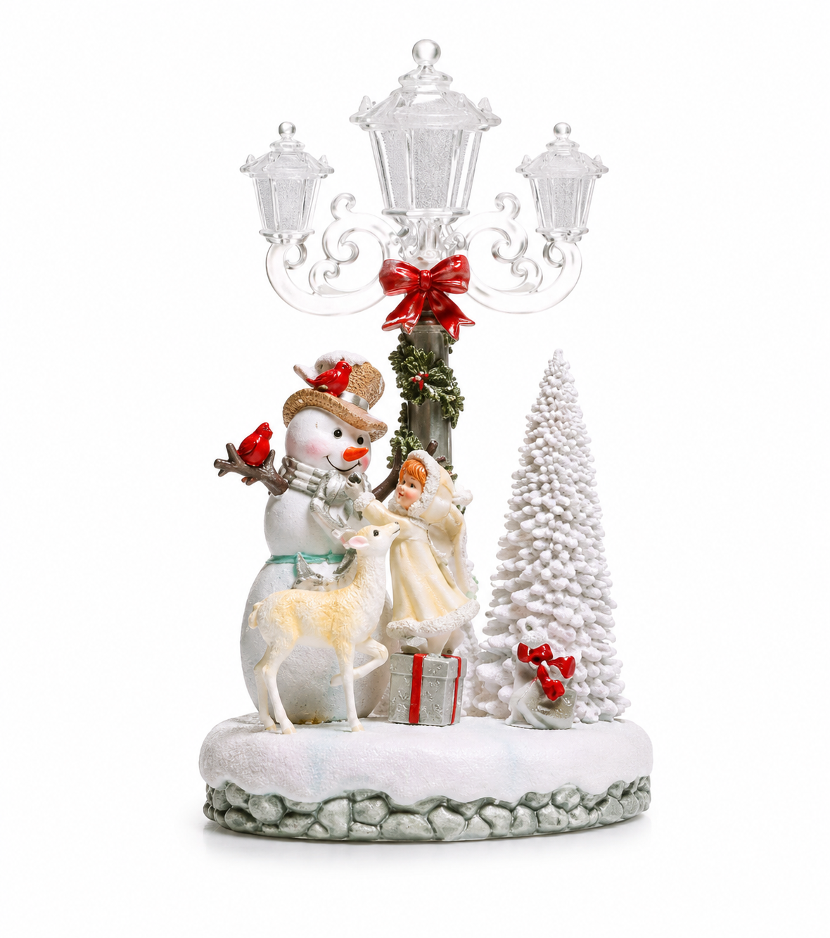 LUMIDA Xmas historische Laterne Kristall Optik Schneemann Tischdeko Weihnachten beleuchtet