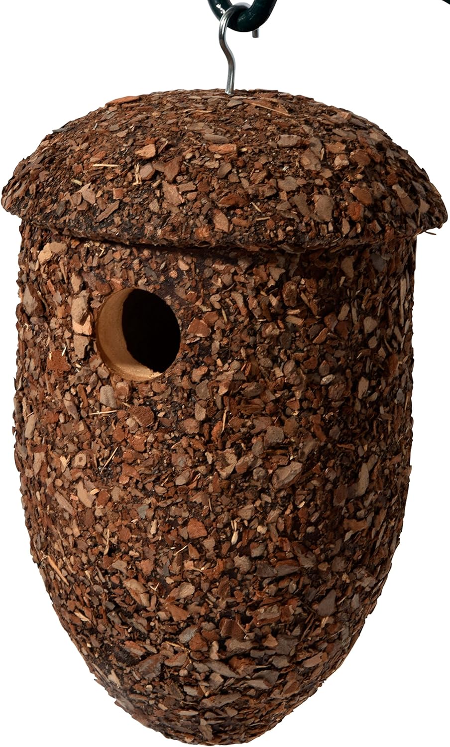 dobar green label Nistkasten "Eichelform"- Höhlenbrüter-Nistkasten - Vogelkasten aus Massivholz - Nisthilfe für Kohlmeisen, Spatzen, Kleiber- Meisenkasten - Ø Einflugloch 33 mm - Dunkelbraun