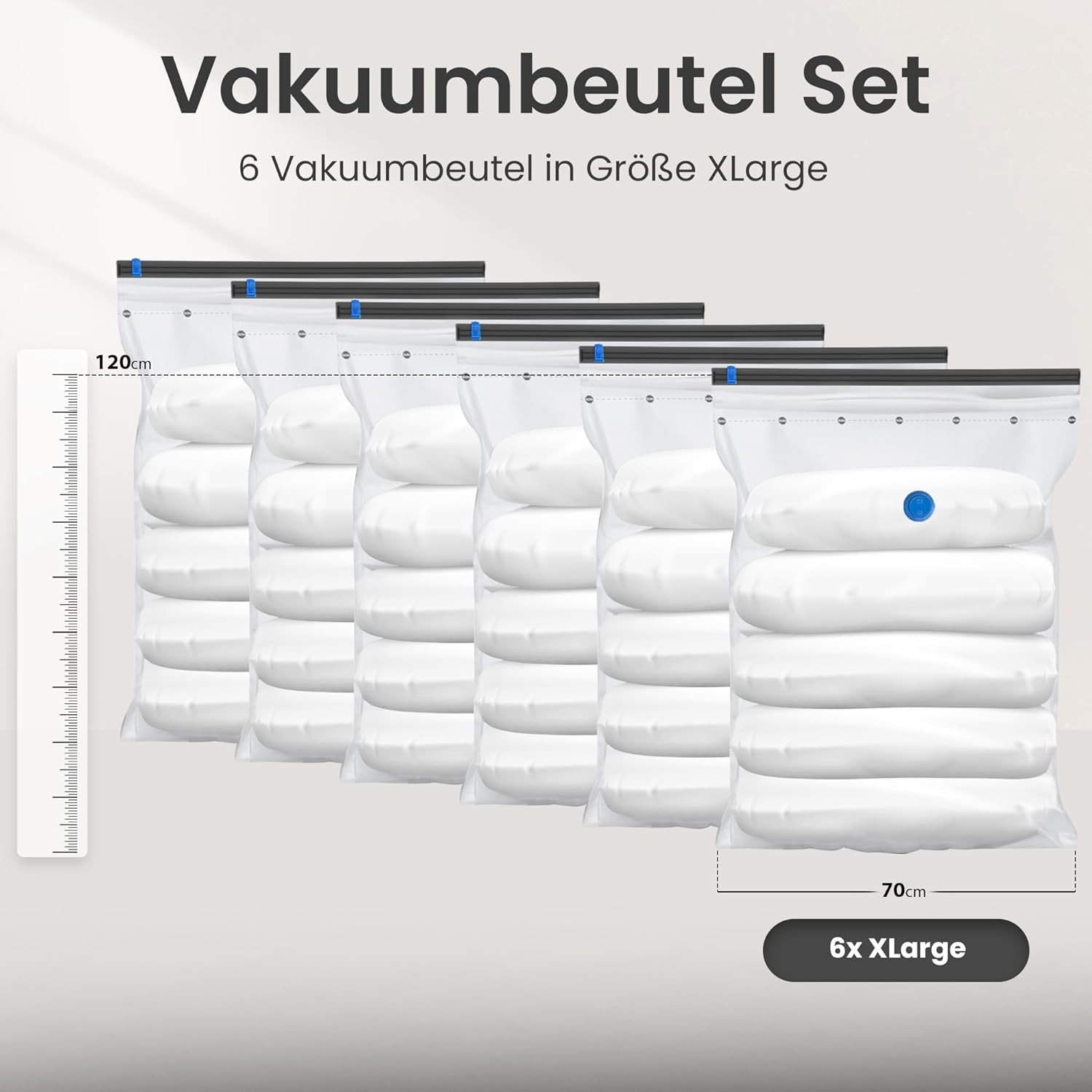 Vakuumbeutel Kleidung 6 Stück XL Set Vakuum Beutel Kompressionsbeutel Vakuumtüten