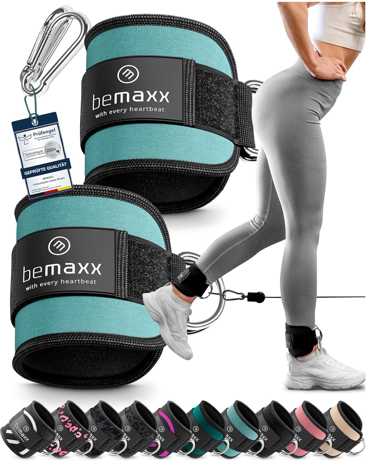 BeMaxx Fußschlaufen 2er Set für Kabelzug sage