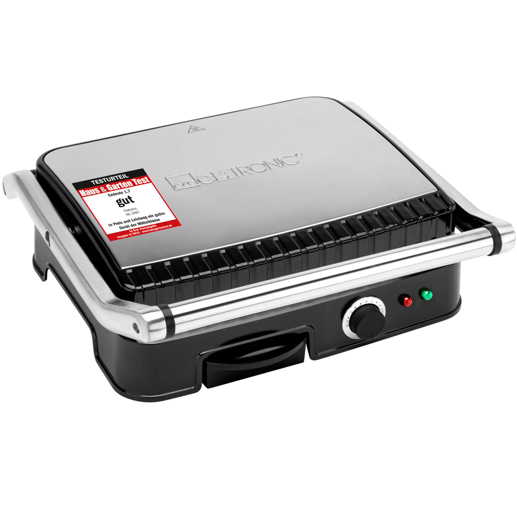Clatronic Kontaktgrill beidseitiges fettfreies Grillen 2000W antihaftbeschichtete Grillplatten Kontaktgrill Toaster
