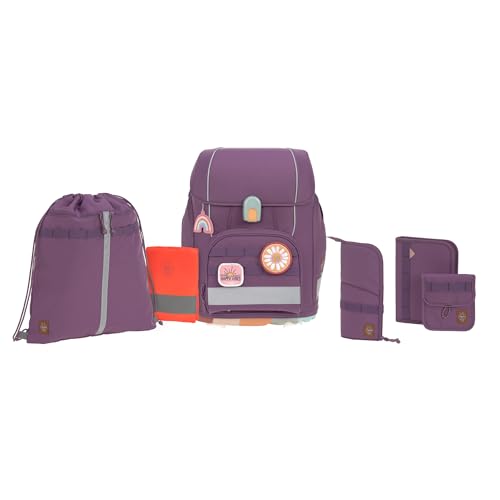 LÄSSIG 1205015775 7-teiliges Schulranzen Set Kinder/School Set Boxy Unique purple