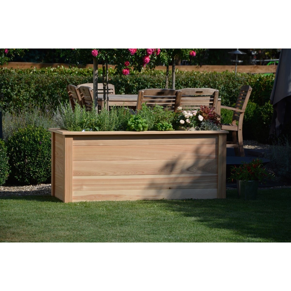erhöhte pflanzgefäß, Holzpflanzkasten, Gartenpflanzkübel, Blumenkübel, Außenmöbel