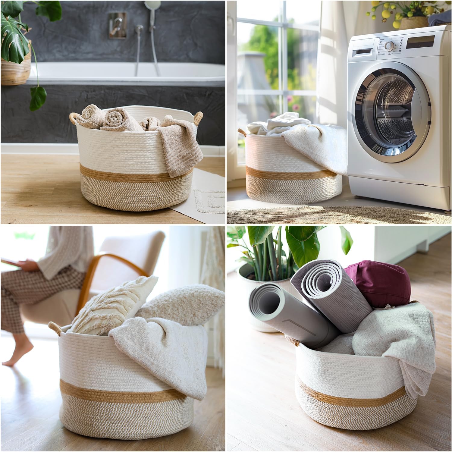 HMF Aufbewahrungskorb groß 50x33 cm weiß-braun