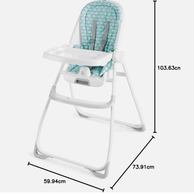 Ingenuity 9662 Hochstuhl klappbar Klapphochstuhl Babystuhl weiß Essstuhl für Kinder
