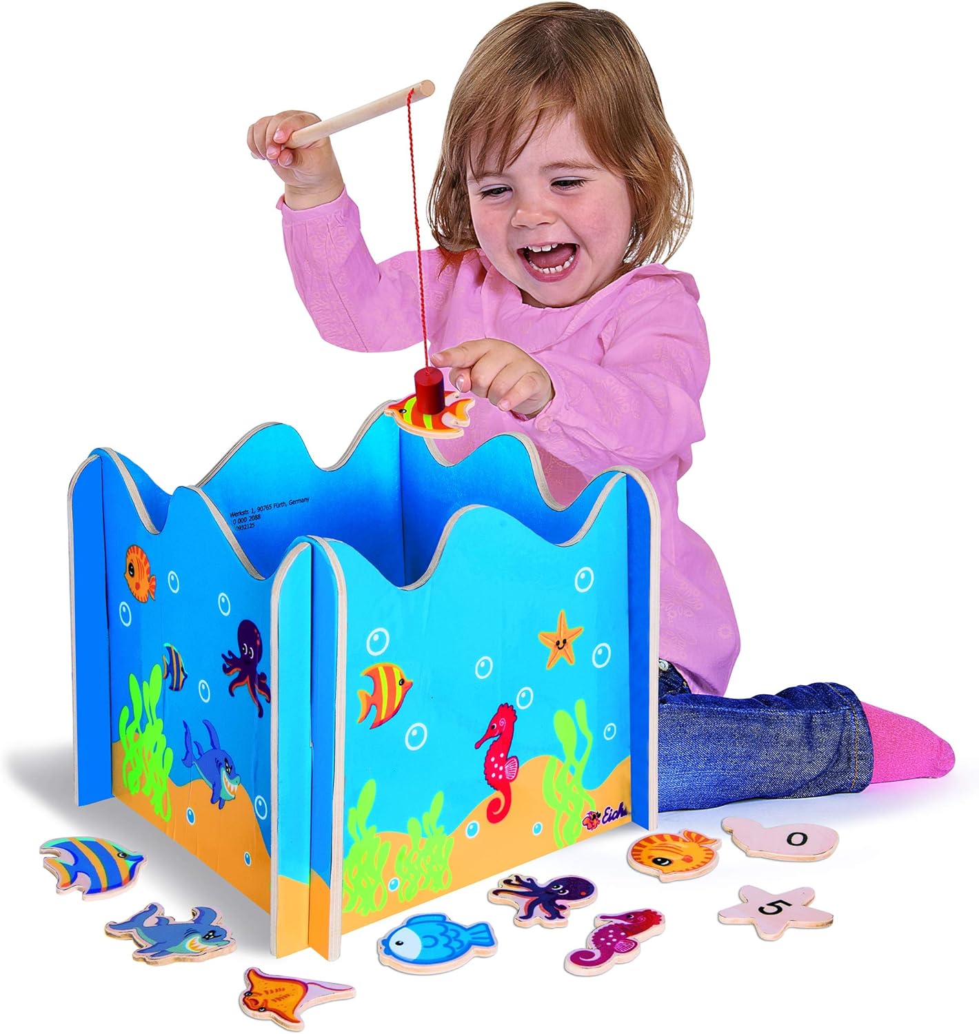 Eichhorn Angelspiel Holzspielzeug Geschicklichkeit Fisch-Angelspiel Holz-Angelspiel Fisch Angel Spielzeug