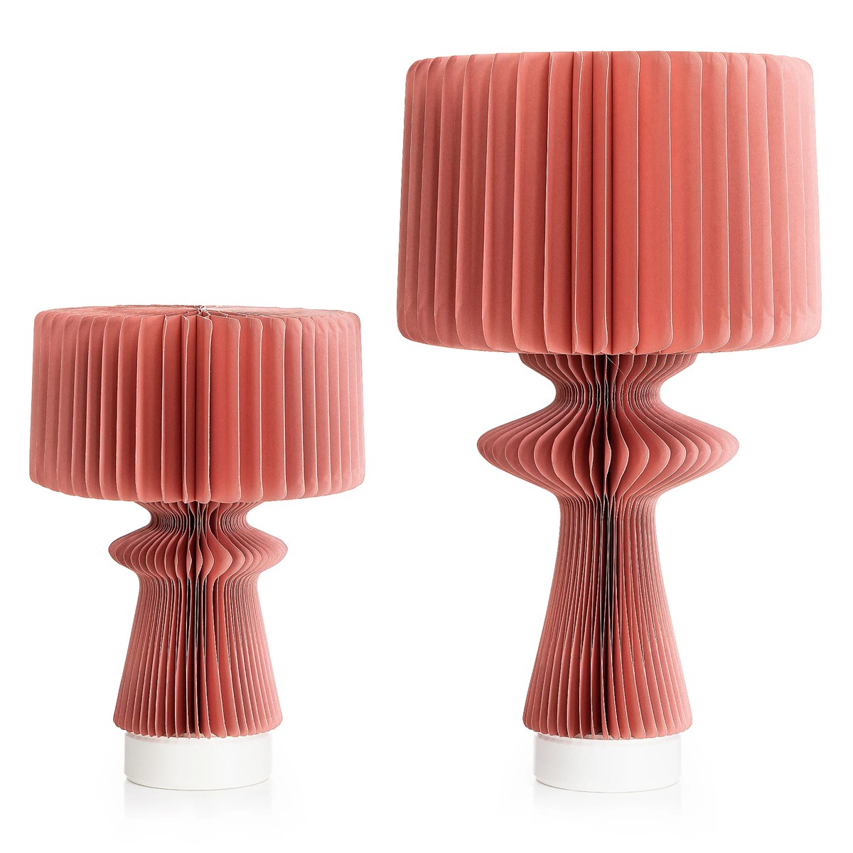 lampen, tischlampe, rosa, gefaltet, skulptural