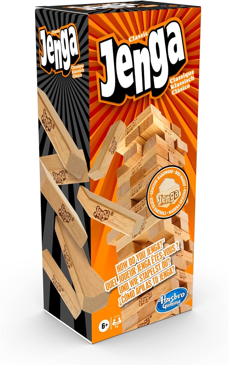 Jenga, Würfelstapeln, Holzblöcke, Familienspiel, Hasbro Gaming