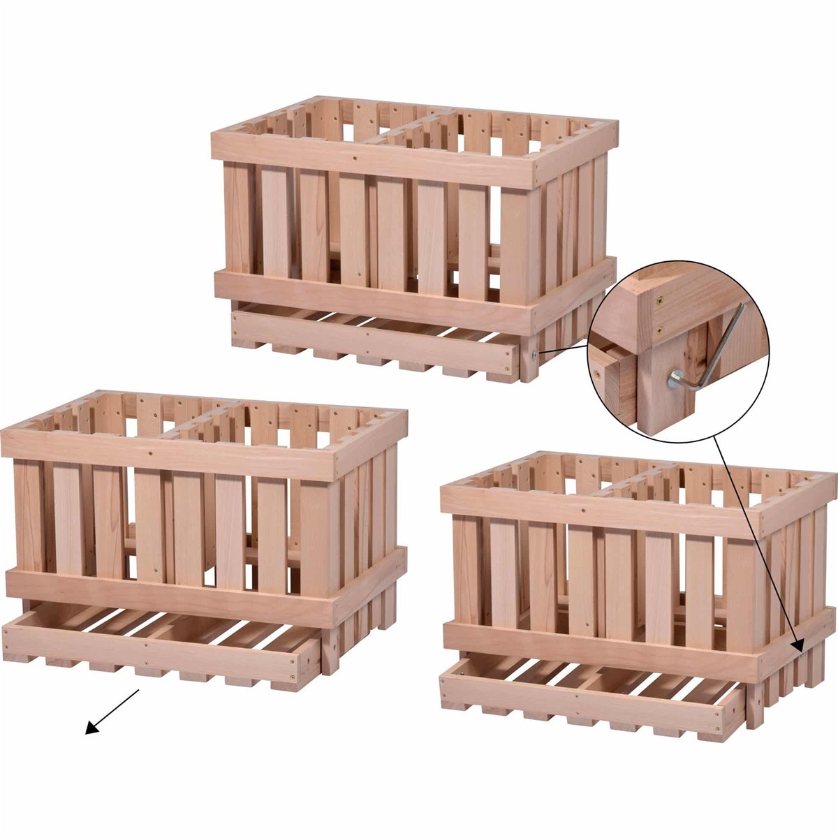 Holzkiste, Holzkorb, Korb aus Holz, Holzlagerkorb, Holzbox