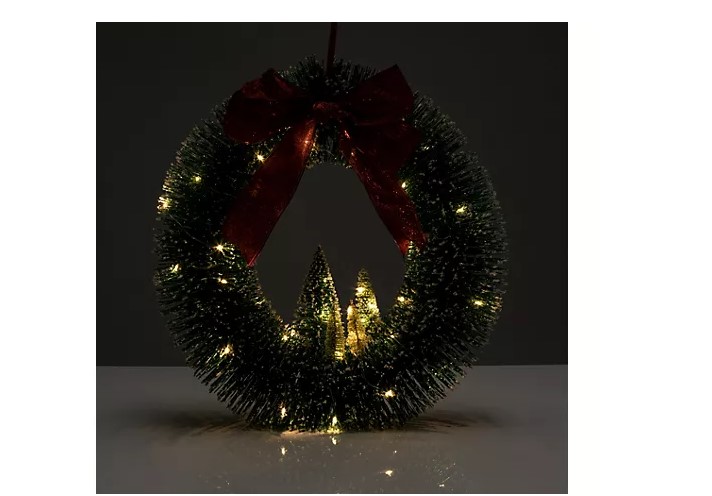LUMIDA Xmas LED Dekokranz mit Winterbäumen Wandkranz Türkranz Türdeko Wanddeko Weihnachten