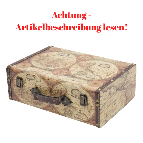HMF 2x Schatztruhe Vintage Koffer aus Holz Weltkarte 2193