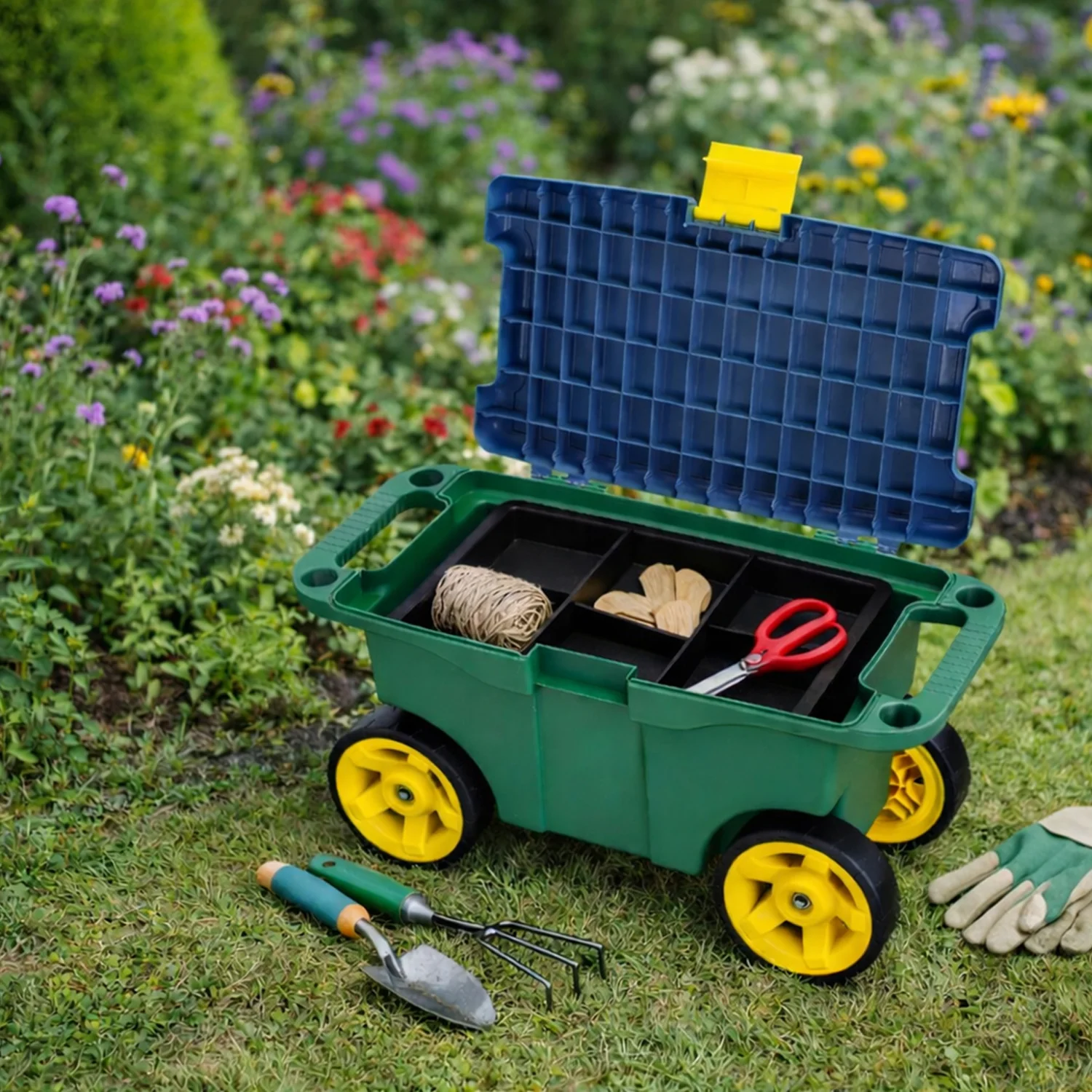 Gartentrolley, Werkzeugbox, Gartenwagen, Werkzeugkoffer, Schneid/Knotens?