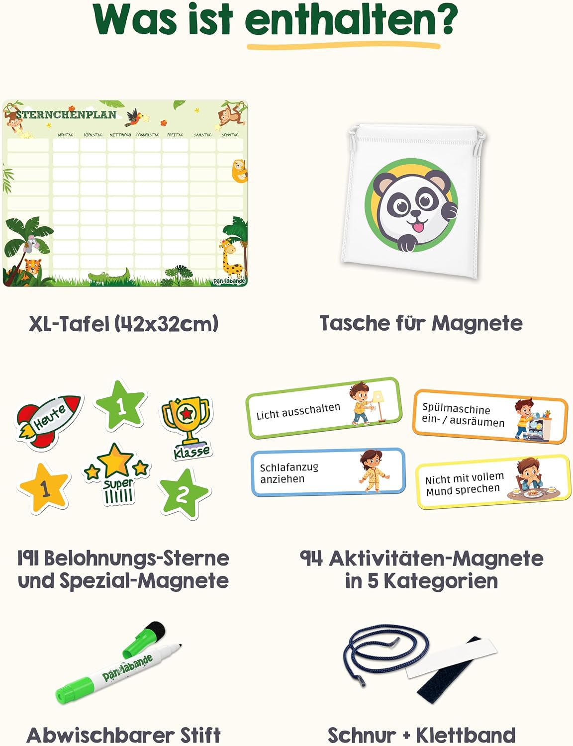 tafel, magnet, panda, stickers, kreativset