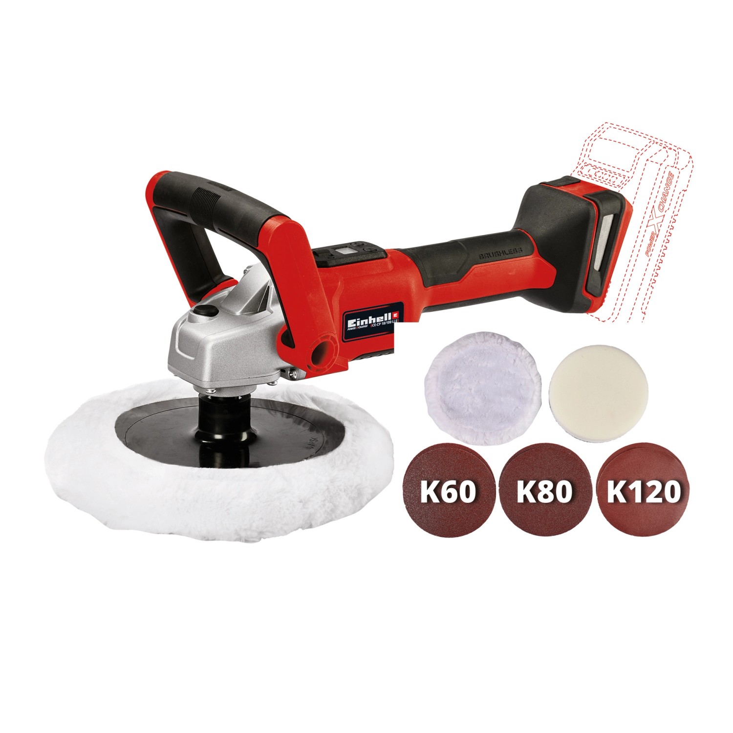 Einhell Power X Change Akku Schleif und Poliermaschine CE CP 18/180 Li E Solo ohne Akku und Ladegerät