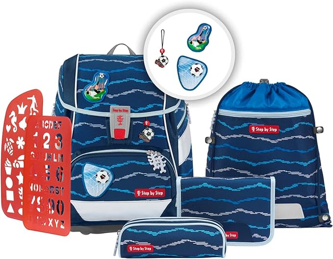 Step by Step 213310 Schulranzen Set Soccer Lars 2in1 PLUS 6 teilig 19L ergonomisch höhenverstellbar Hüftgurt ab der 1. Klasse