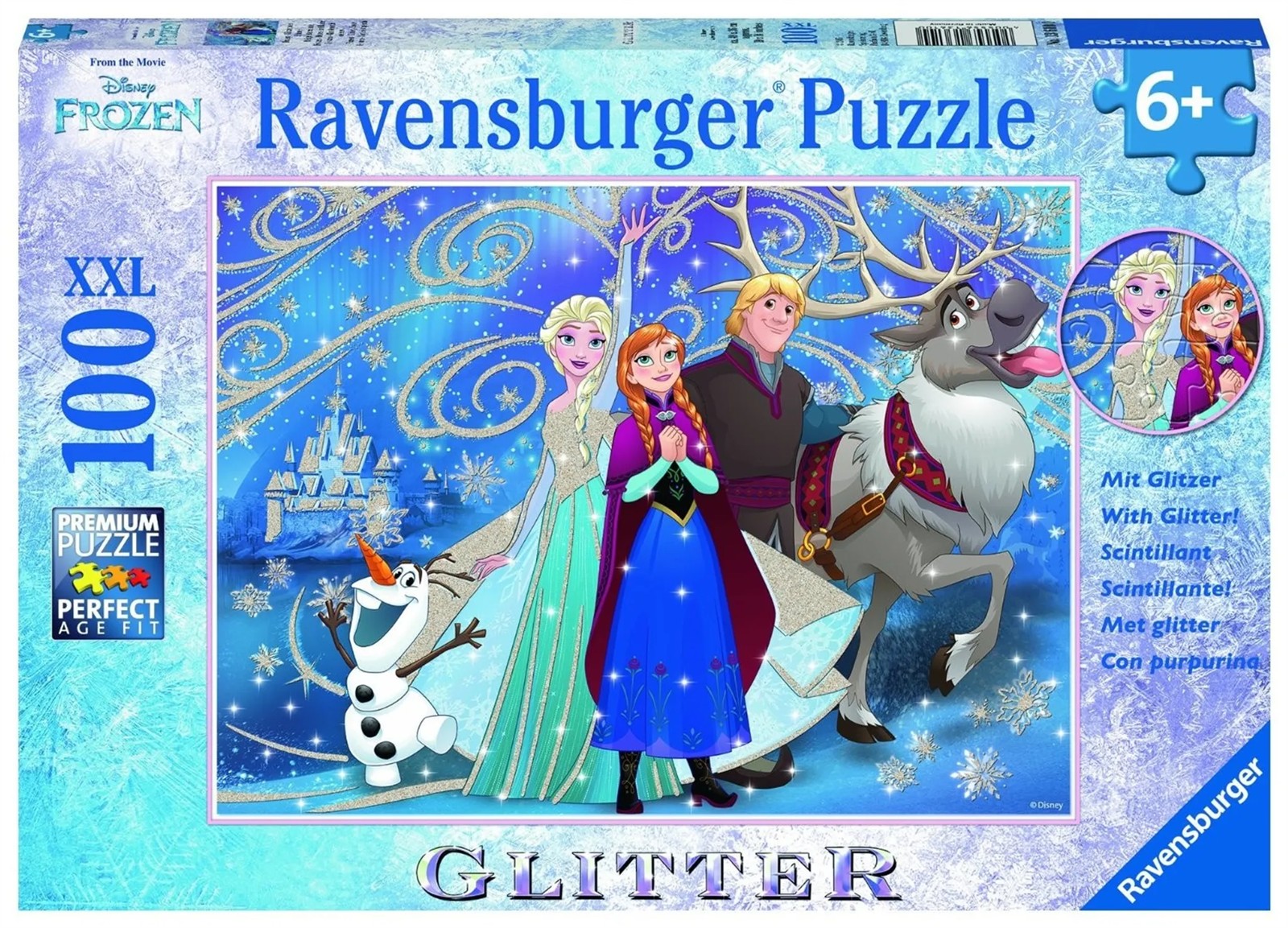 100 Teile Ravensburger Kinder Puzzle XXL Glitter Disney Frozen Schnee