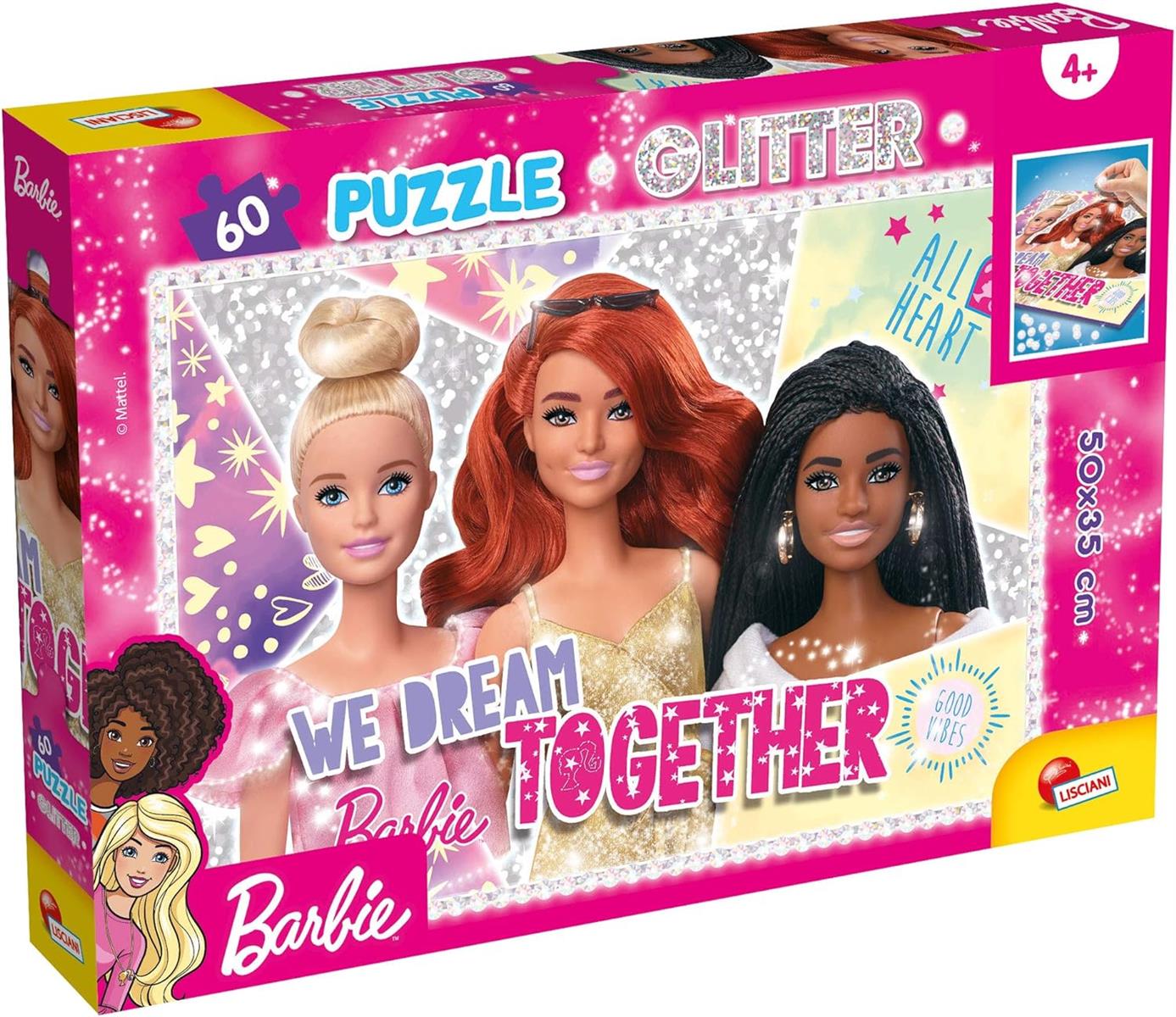 Lisciani 81165 Glitter-Puzzle 60-Selfie Barbie Puzzle Glitter We Dream together