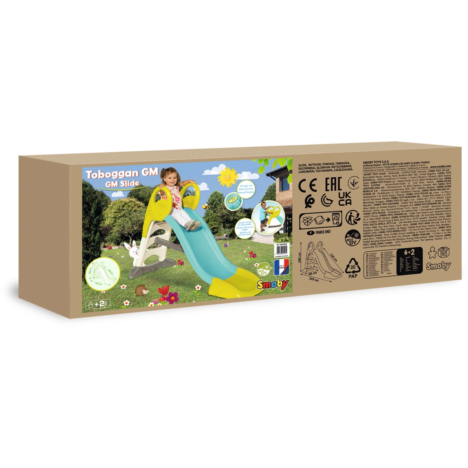 Smoby Rutsche GM mit Wasseranschluss 159 cm x 68 cm x 100 cm Mehrfarbig