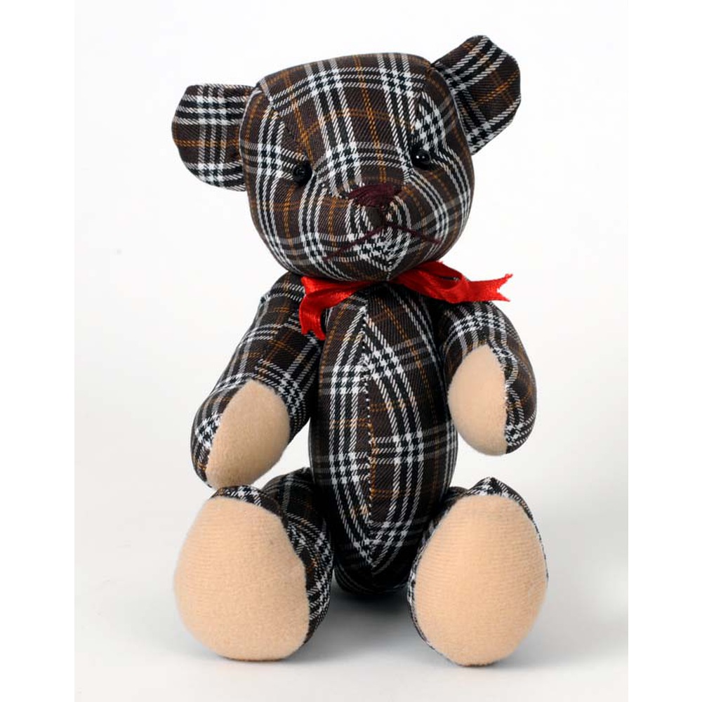 Teddybär, Popart Teddy, Stofftier aus toll gemusterten Stoffen: Glencheck, Gingham, Hahnentritt, Mil