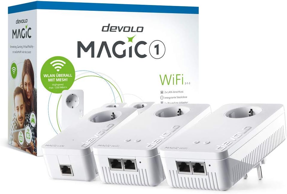 Devolo Magic 1 WiFi Multiroom Kit 2 1 3 2x WiFi + 1x LAN 1200mbps Powerline Adapter