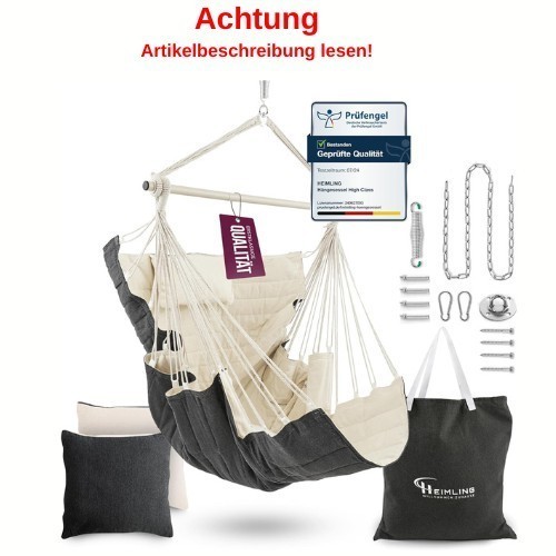 Hängesessel, Textilgewebe, Creme-Anthrazit, Spreizstange, Montageset