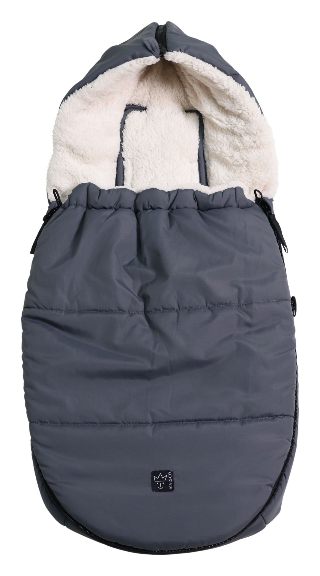 Kaiser 65384724 Babyschalen Fußsack HOODY 2.0 Sherpa Fleece creme Anthracite