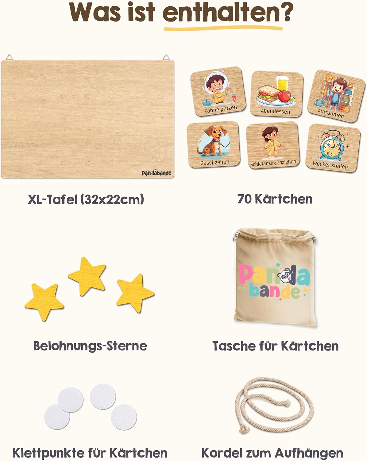 XP-Tafel, 70 Karten, Belohnungs-Sterne, Tasche für Karten, Kordel zum Aufhängen
