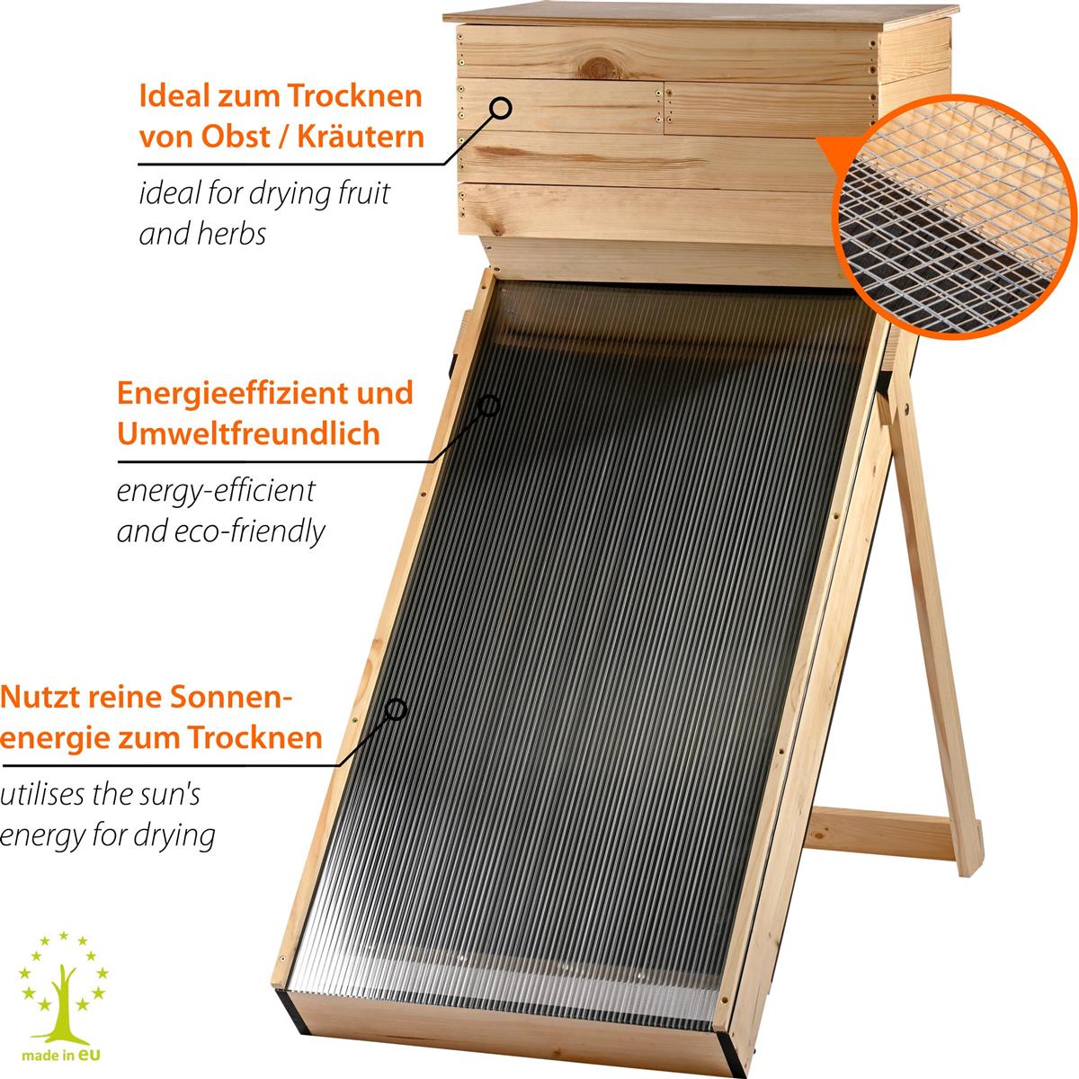 Dobar Solar-Trockner aus Holz Dörrschrank Lebenmitteltrockner Obsttrockner