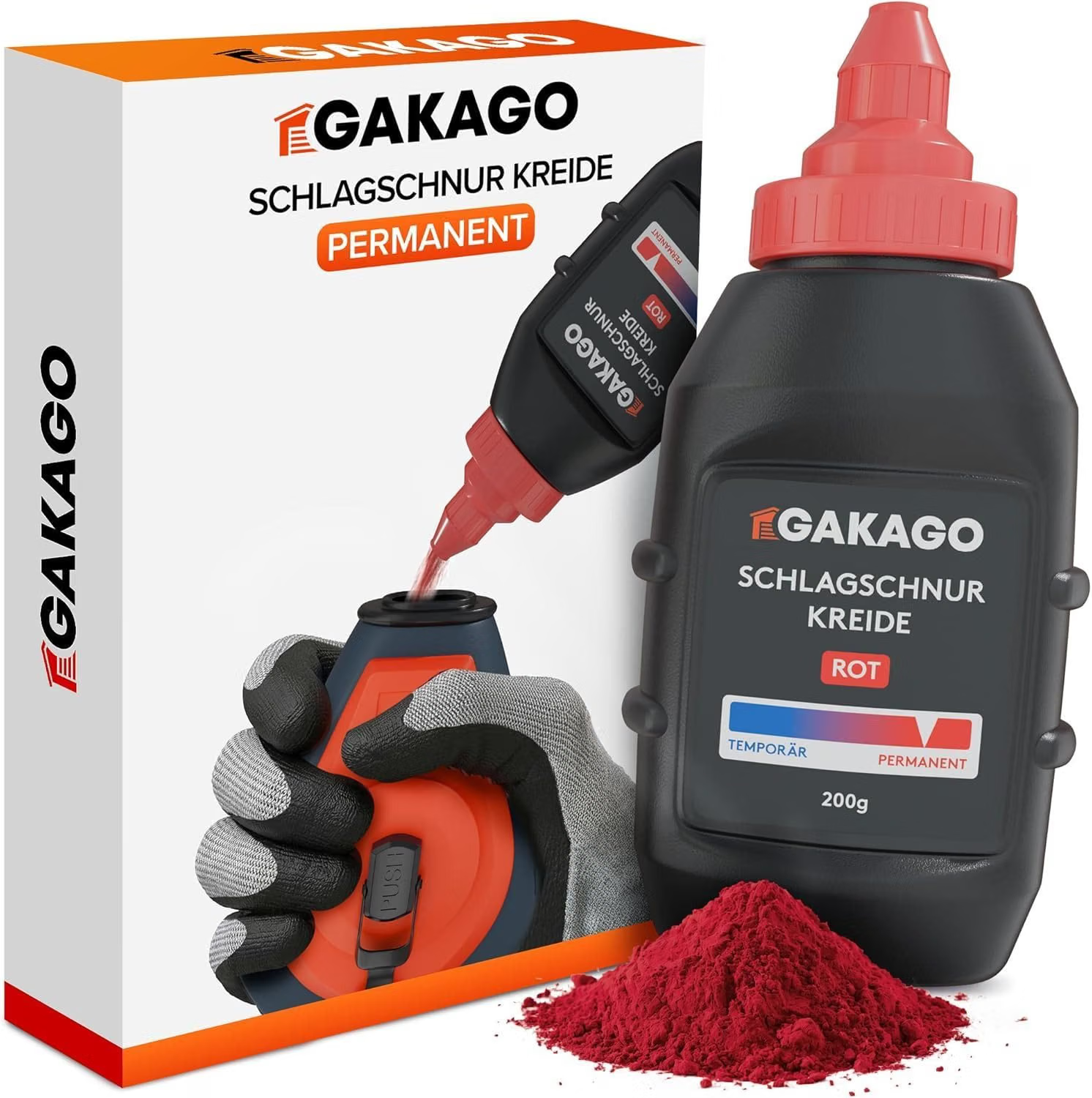 Schlagschnur, Kreide, Klebstoff, Retro, Rot