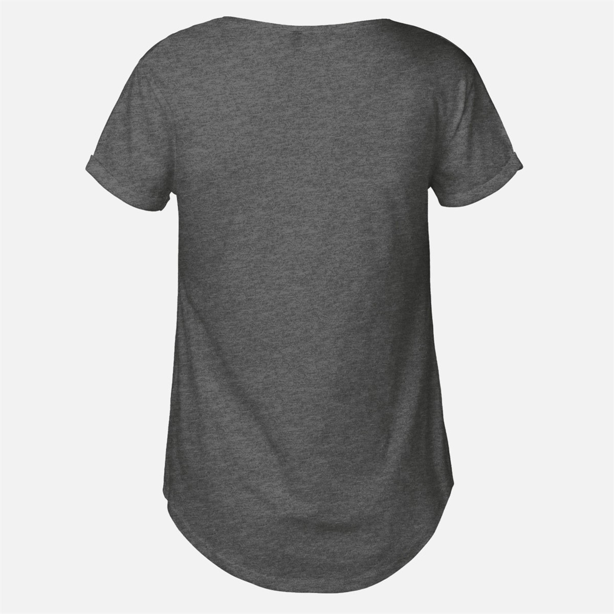 T-Shirt, Dunkelgrau meliert, Kurzarm, Rundhalsausschnitt, Abgerundeter Saum
