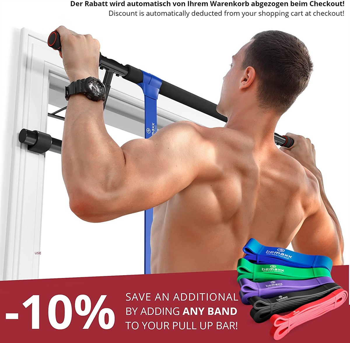 Klimmzugstange, Türstange, Fitnesszubehf6r, verstellbar, Bandensatz