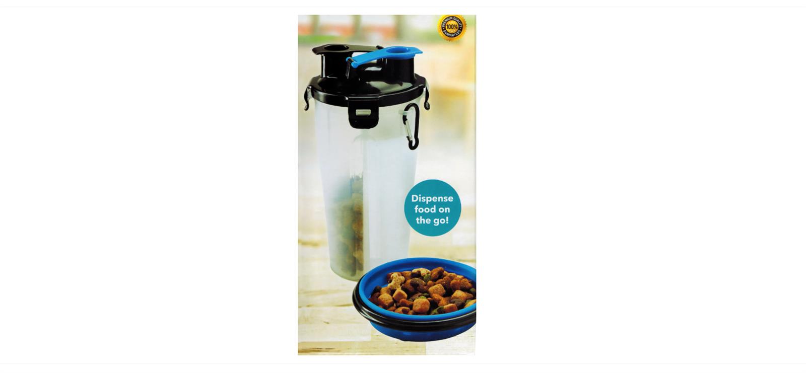 2in1 HUNDEFLASCHE 350ml + 250g Futter tragbar Haustierflasche Tierflasche