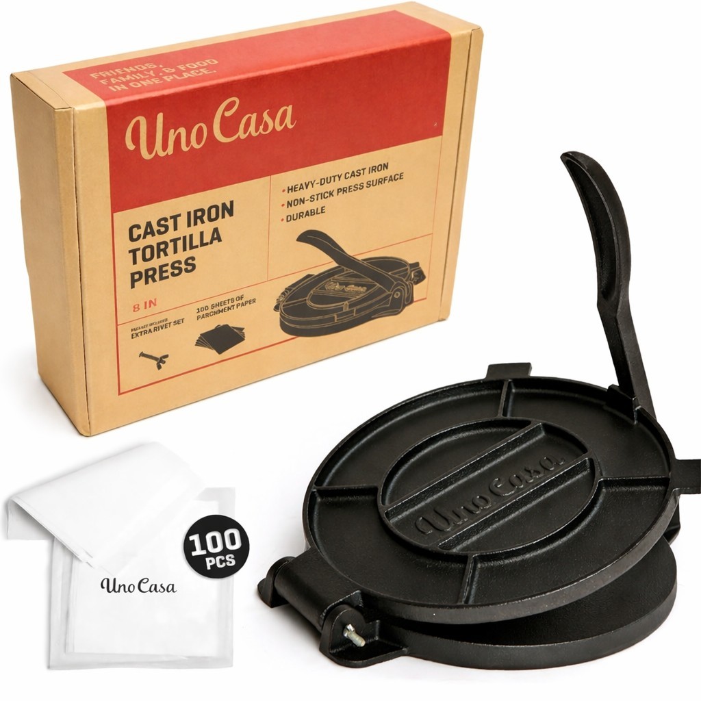 Uno Casa Tortilla Presse 25 cm - Taco Presse Gusseisen Tortilla Maker