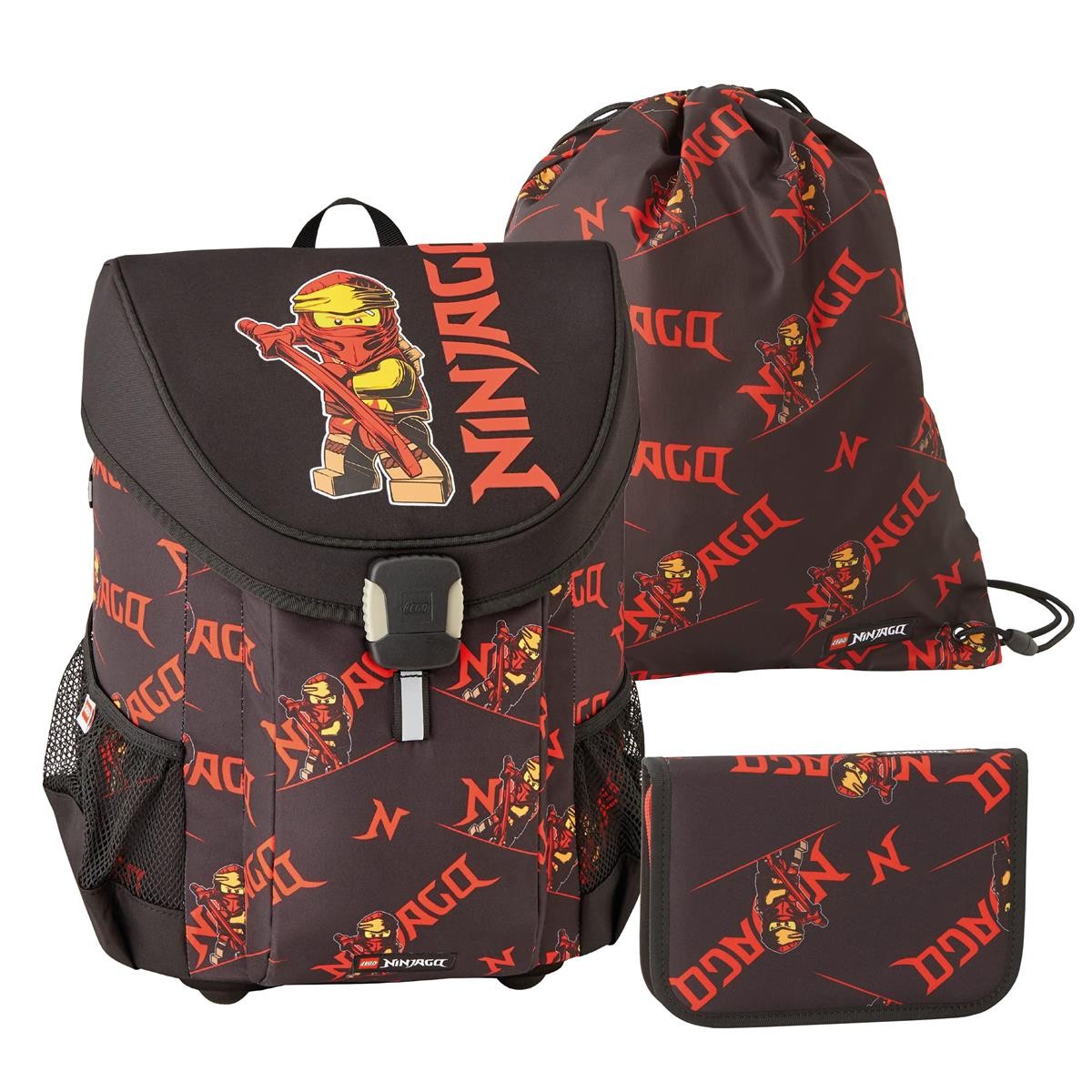Schulrucksack, Rucksack, Ninja Muster, Ninja Muster, Set mit Beutel
