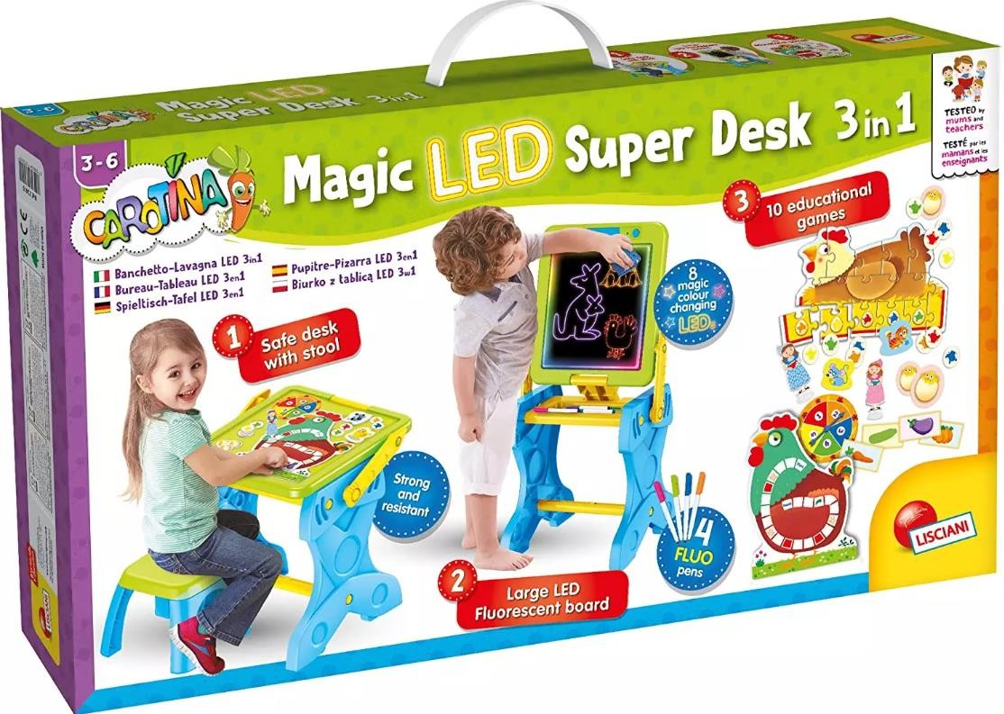 LED-Schreibtisch, 3-in-1 Schreibtisch, Kinder-Schreibtisch, LED-betrieben, pädagogisches Spielzeug