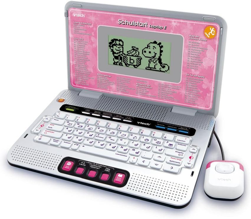 VTech 80109794 Schulstart Laptop E in pink Lernspiele in Deutsch und Englisch Mathe Natur Wissenschaft Kreativität Logik und Spiele Sprachprogramme Computer