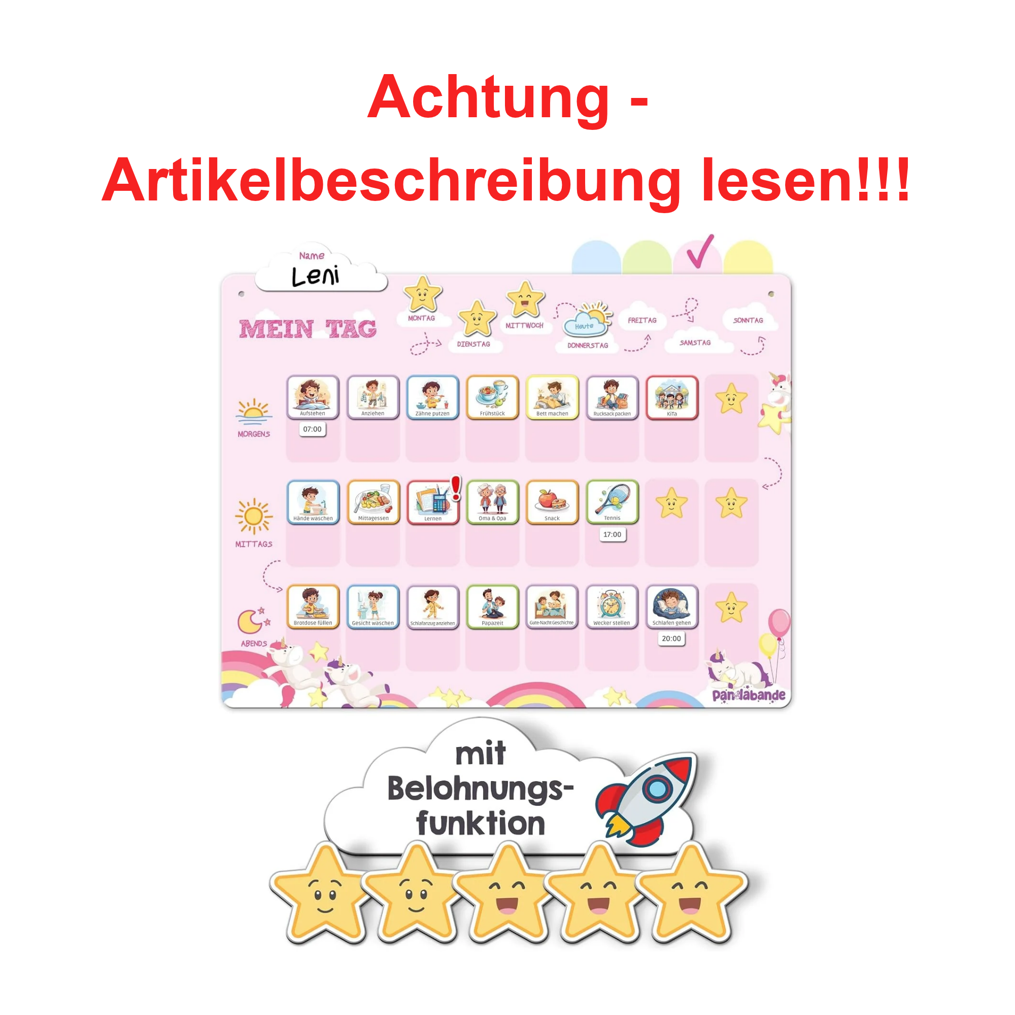Kinderplaner, Sticker-Pflaster, Pädagogisches Spielzeug, Timer-Funktion, Wandkalender