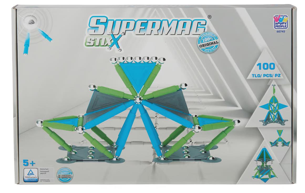 HAPPY PEOPLE 60745 Supermag Magnetbausatz "Stix", 100 Teile