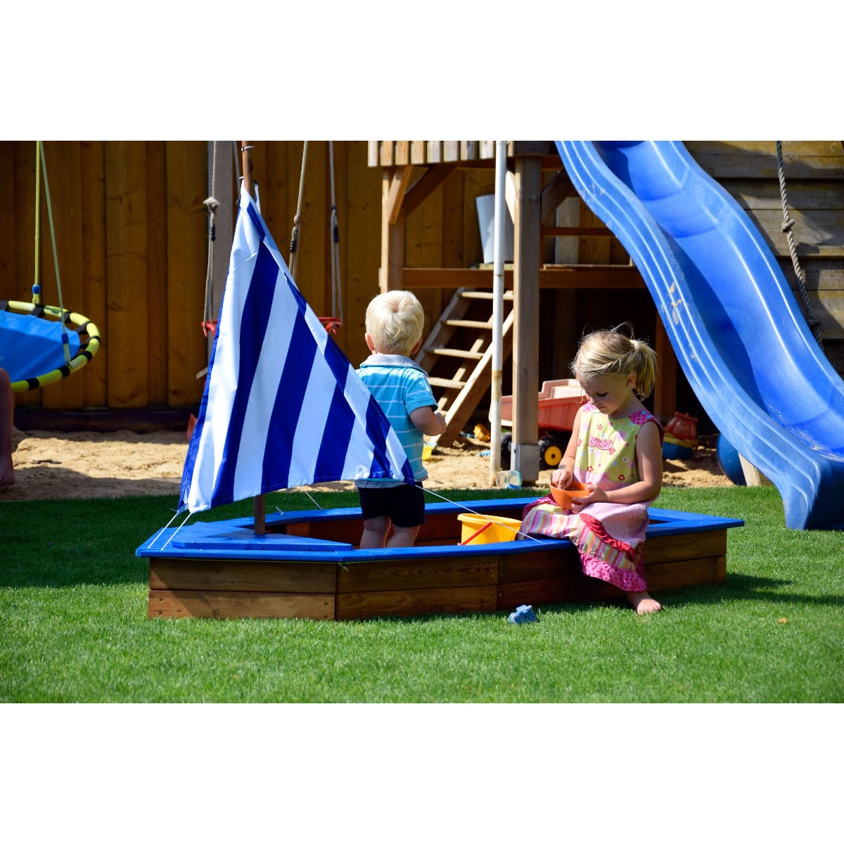 Dobar Sandkasten Schiff blau Sandkiste Segelboot Sandbox