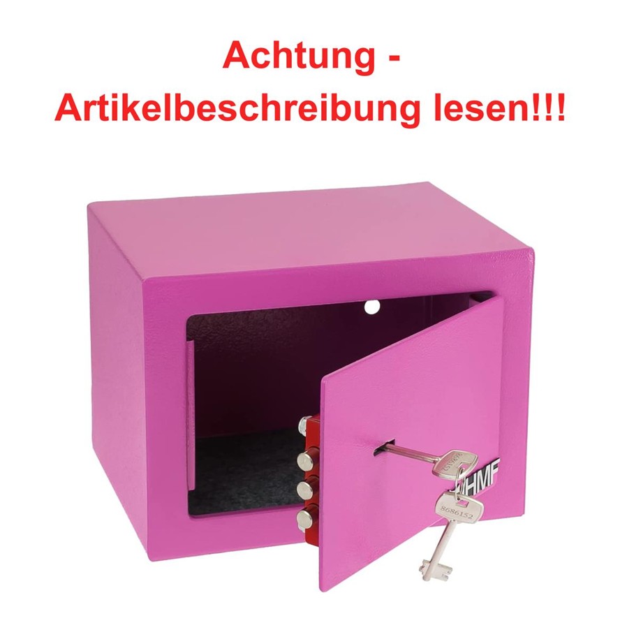 HMF Safe Tresor klein mit Schlüssel Möbeltresor pink 2470