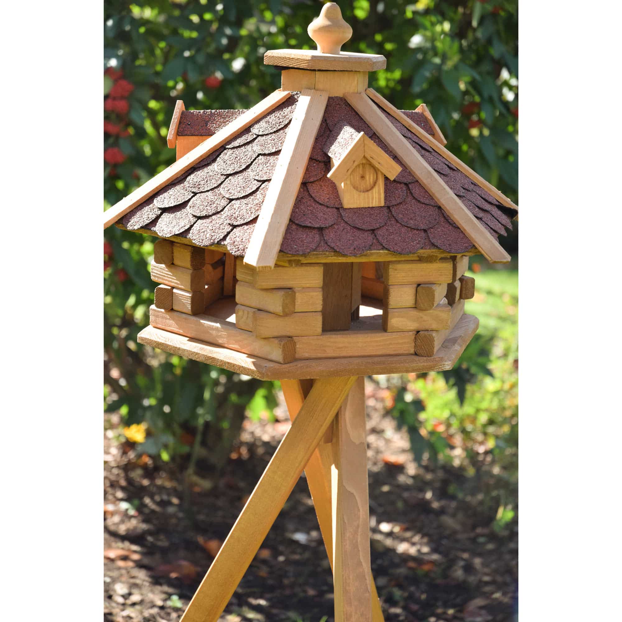 Dobar 6-eckiges Vogelhaus Rustikal mit rotem Bitumendach Kiefer DH134