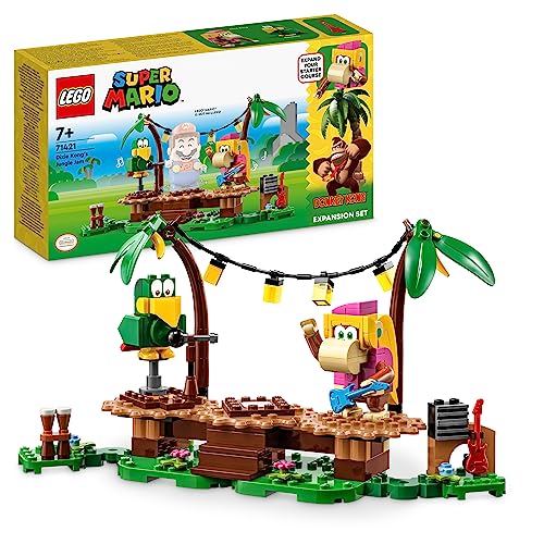 LEGO Super Mario Dixie Kongs Dschungel-Jam – Erweiterungsset mit Dixie Kong und Sqwaks der Papagei-Figuren, Spielzeug zum Kombinieren mit Starterset 71421