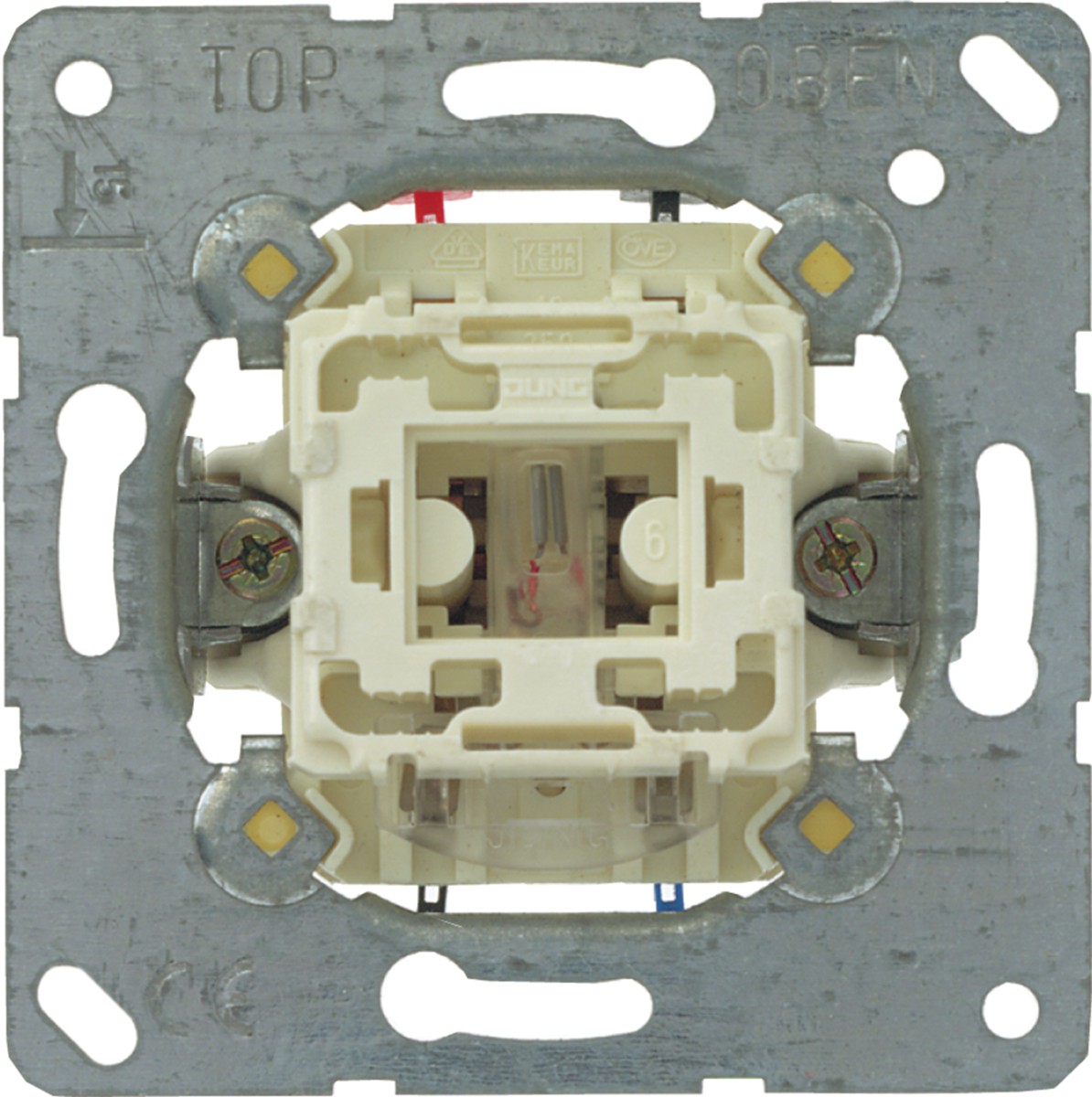 Lichtschalter-Einsatz, Unterputzschalter, Kunststoff, Metall-Montagerahmen, Beige